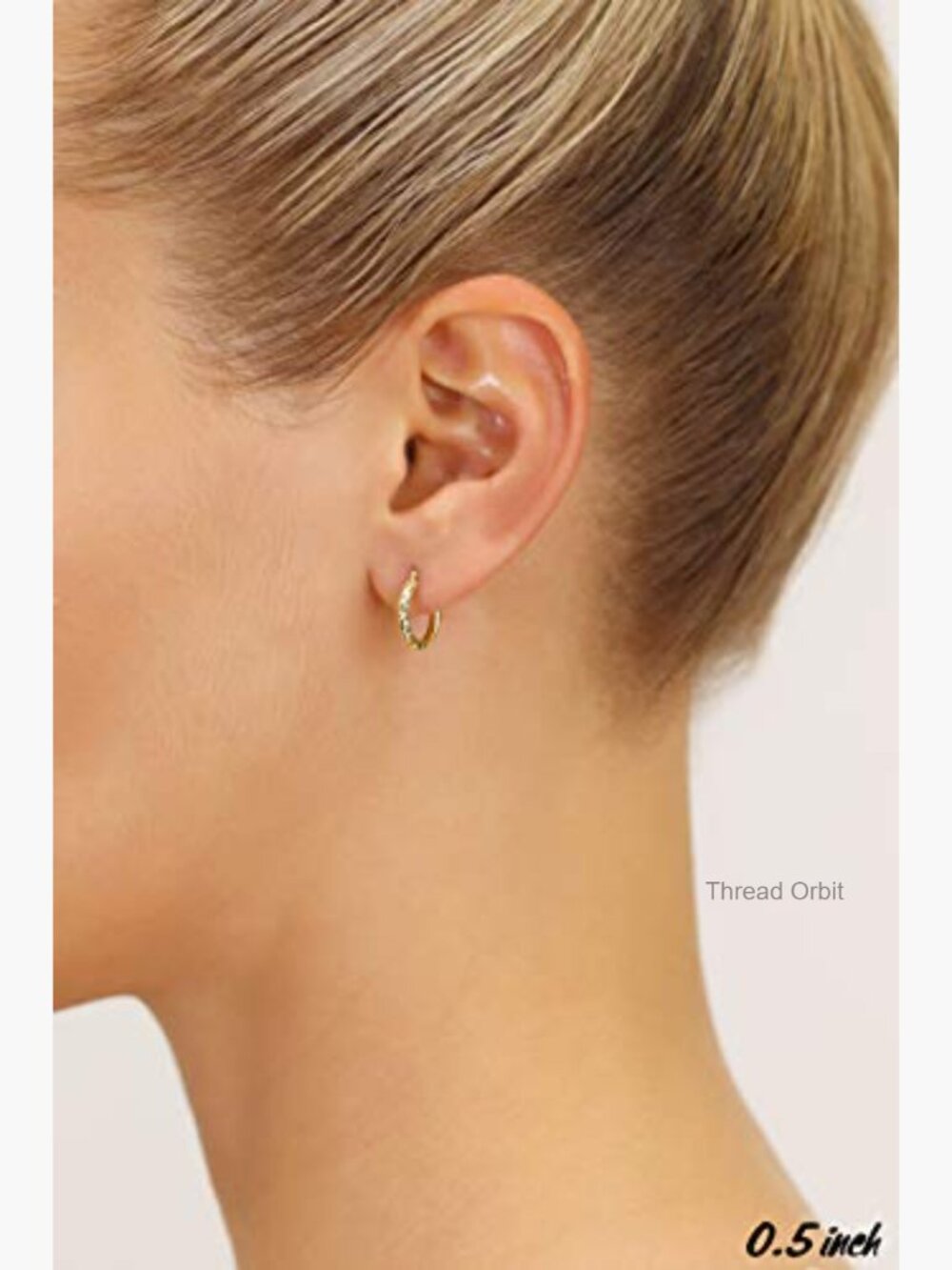 14k Gold Hand Engraved Diamond-cut Round Hoop Earrings 0.5 inch - Picture 2 of 7